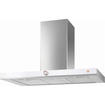   De Dietrich fali páraelszívó, kürtős, 90 cm, inox/fehér üveg front/réz díszítés
