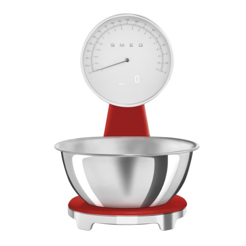 SMEG ANALÓG ÉS DIGITÁLIS KONYHAI MÉRLEG, retro, analóg és digitális kijelző, piros